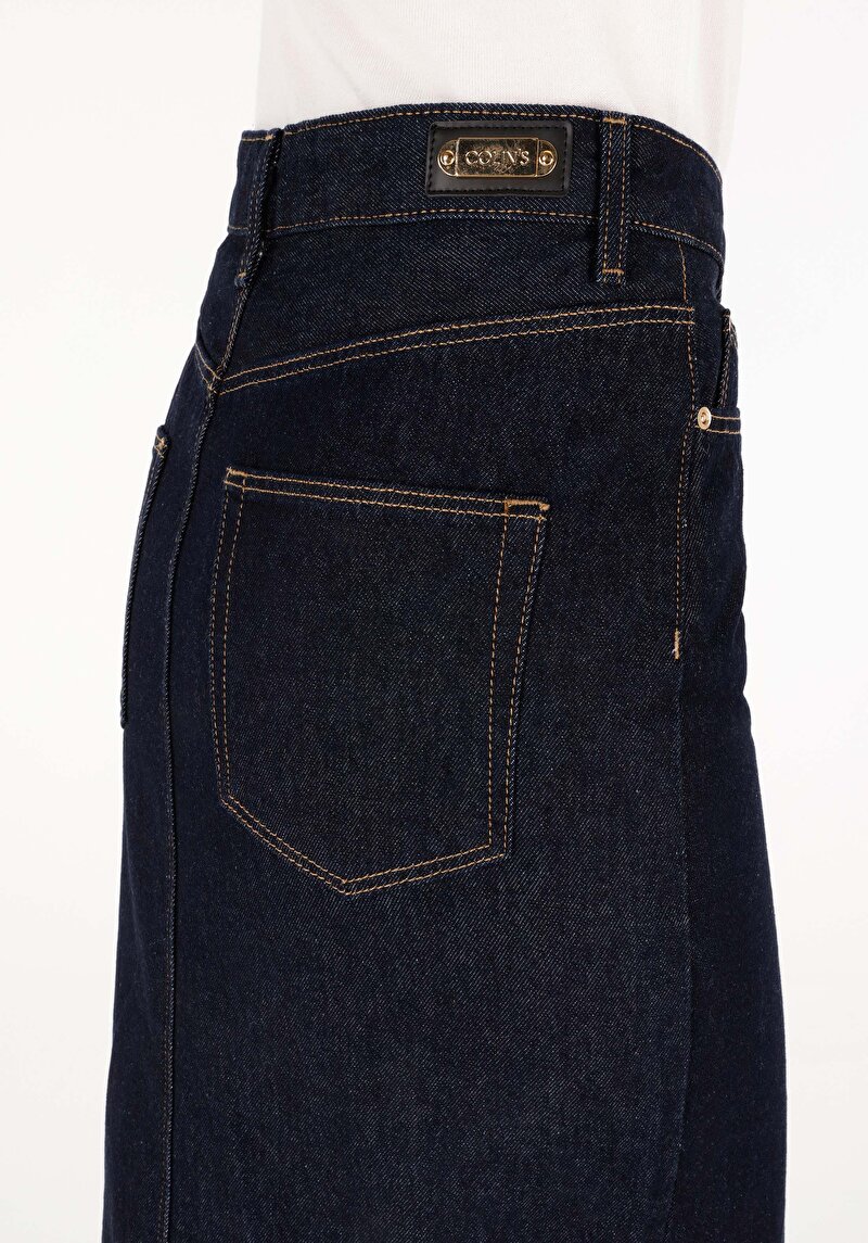 Slim Fit Kadın Denim Mavi Etek