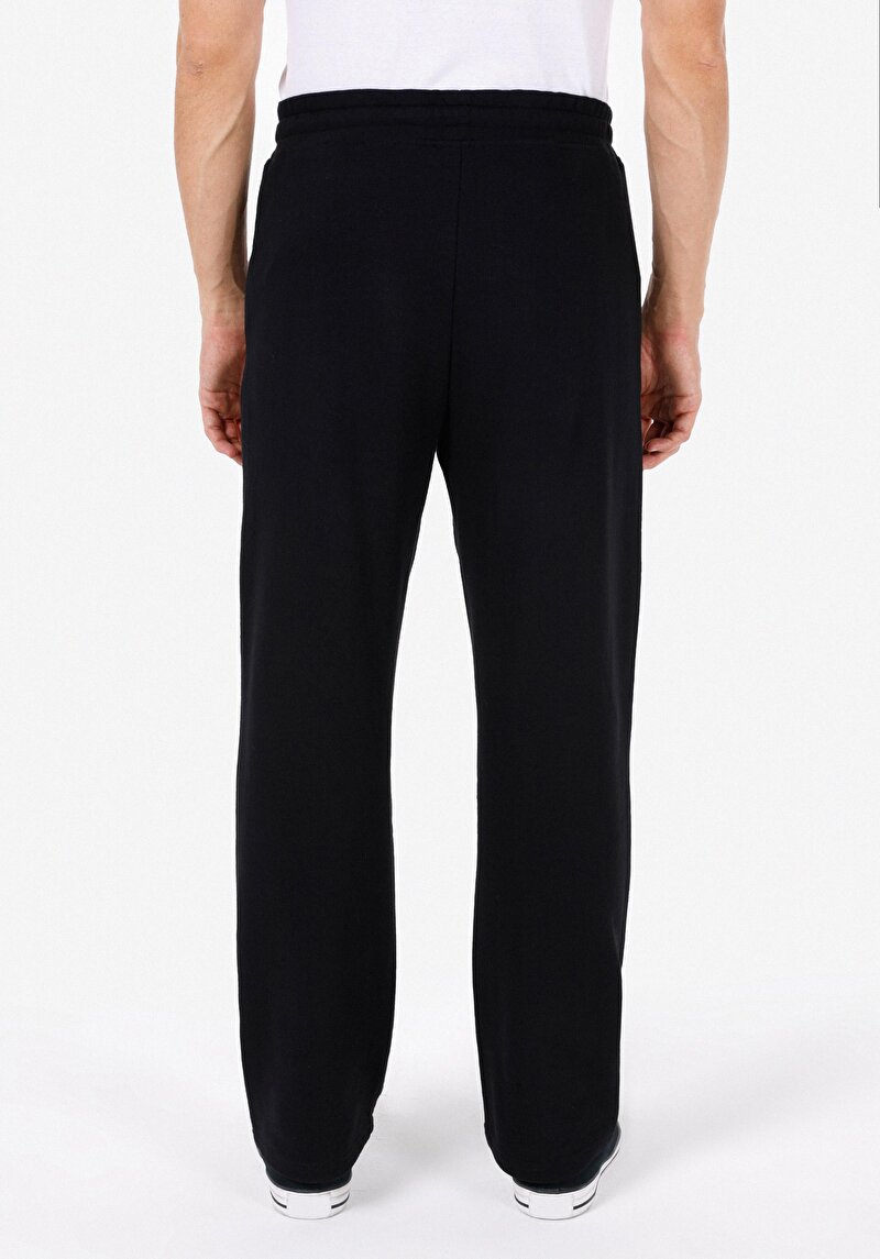 Regular Fit Orta Bel Düz Erkek Siyah Eşofman Altı