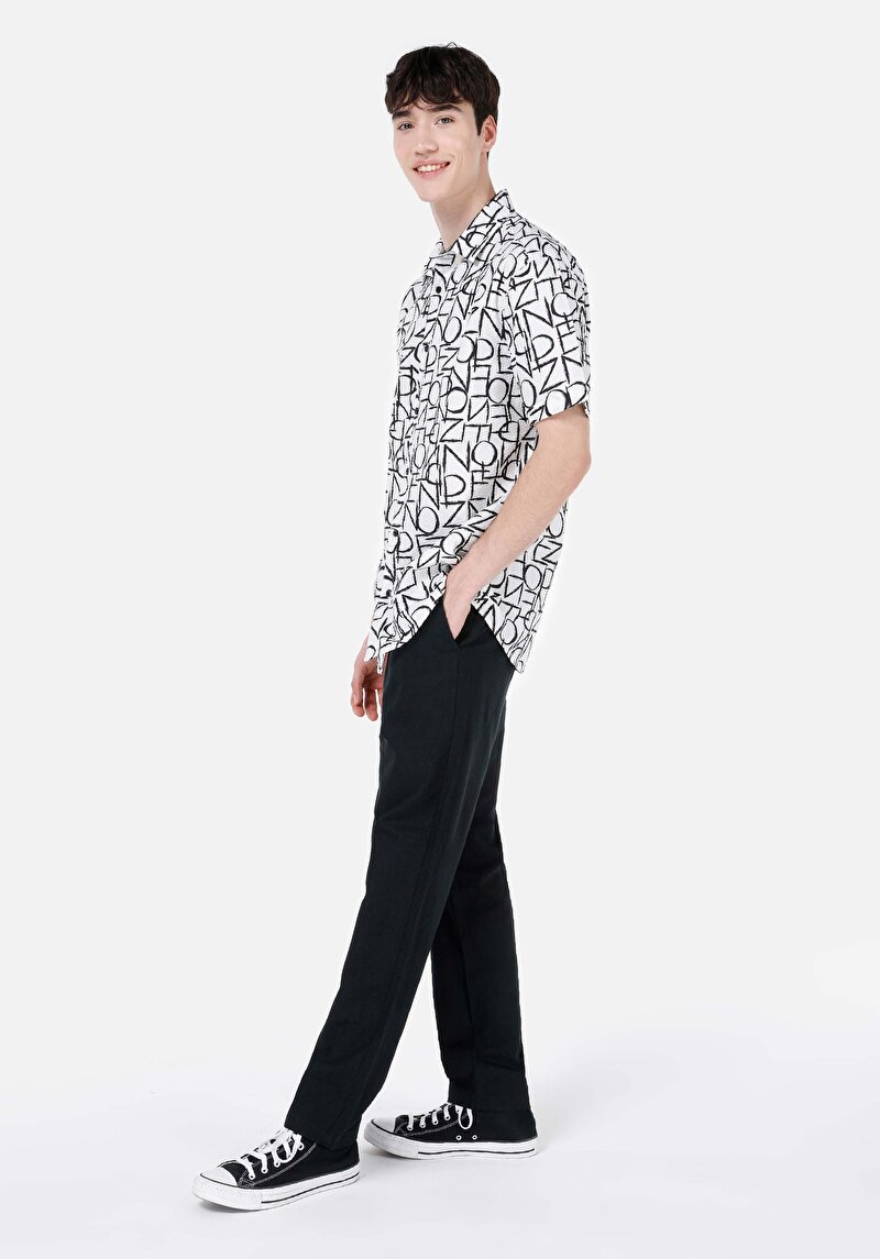 Regular Fit Orta Bel Düz Paça Erkek Siyah Pantolon