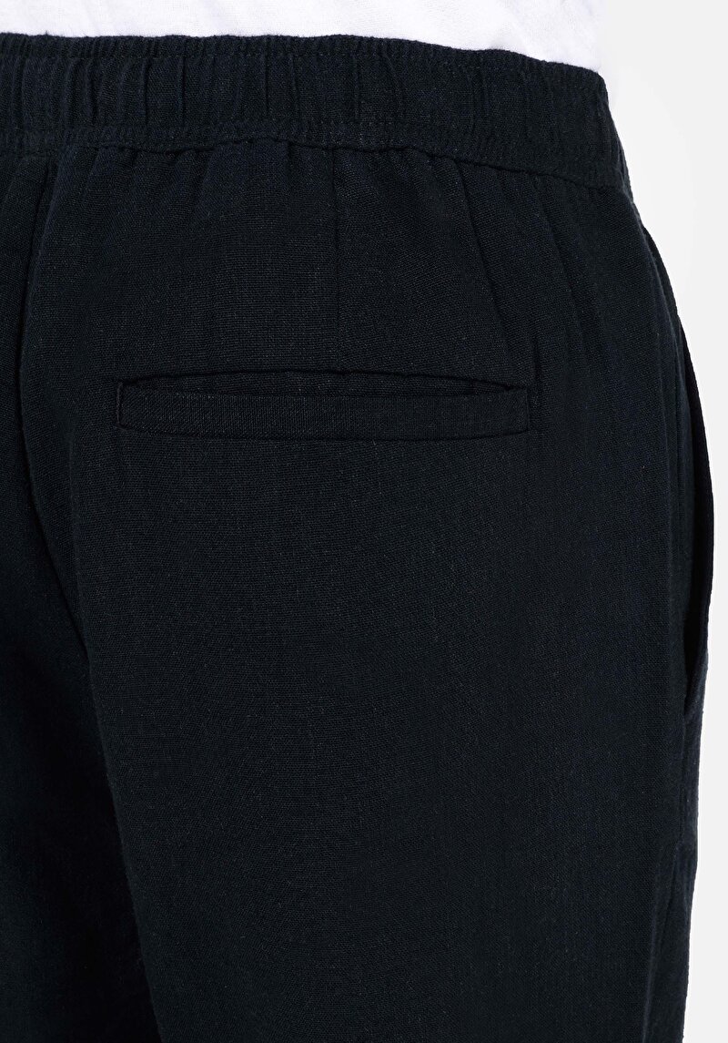 Regular Fit Orta Bel Düz Paça Erkek Siyah  Pantolon