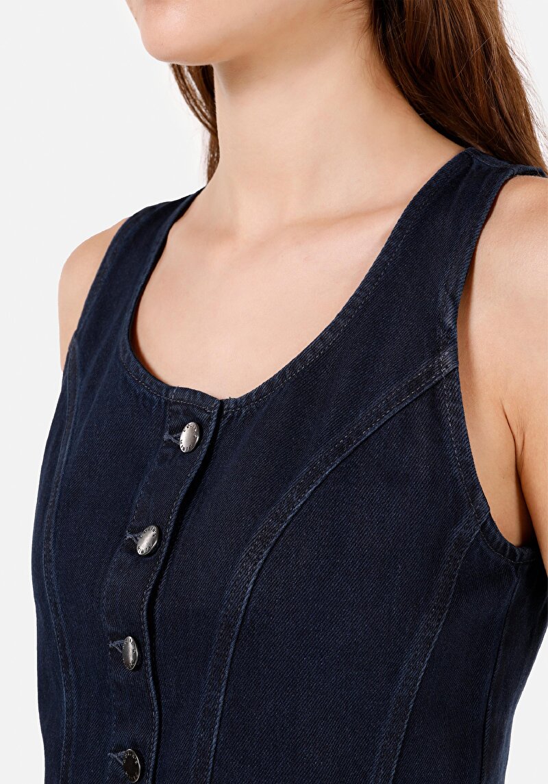 Slim Fit Kadın Koyu Mavi Yelek
