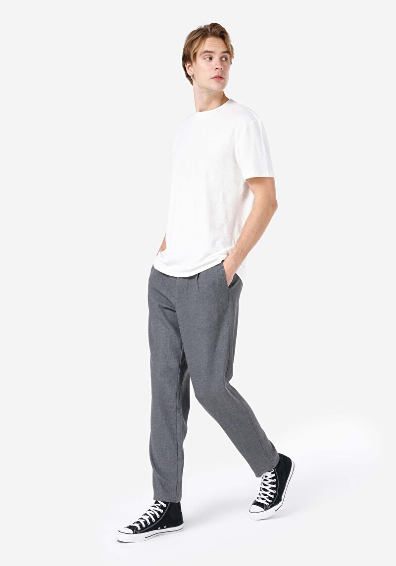 Carrot Fit Orta Bel Düz Paça Erkek Gri Pantolon