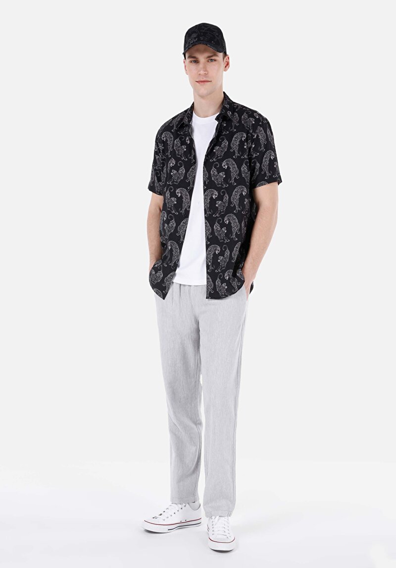 Regular Fit Orta Bel Düz Paça Erkek Mavi Pantolon