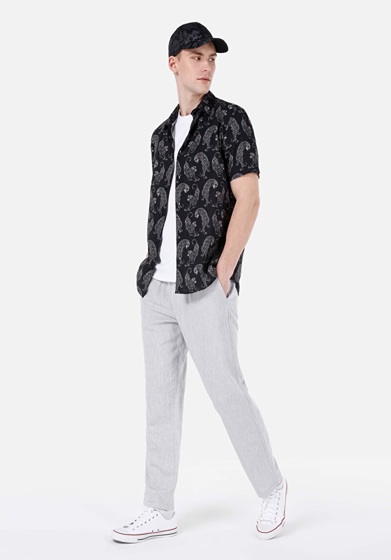 Regular Fit Orta Bel Düz Paça Erkek Mavi Pantolon