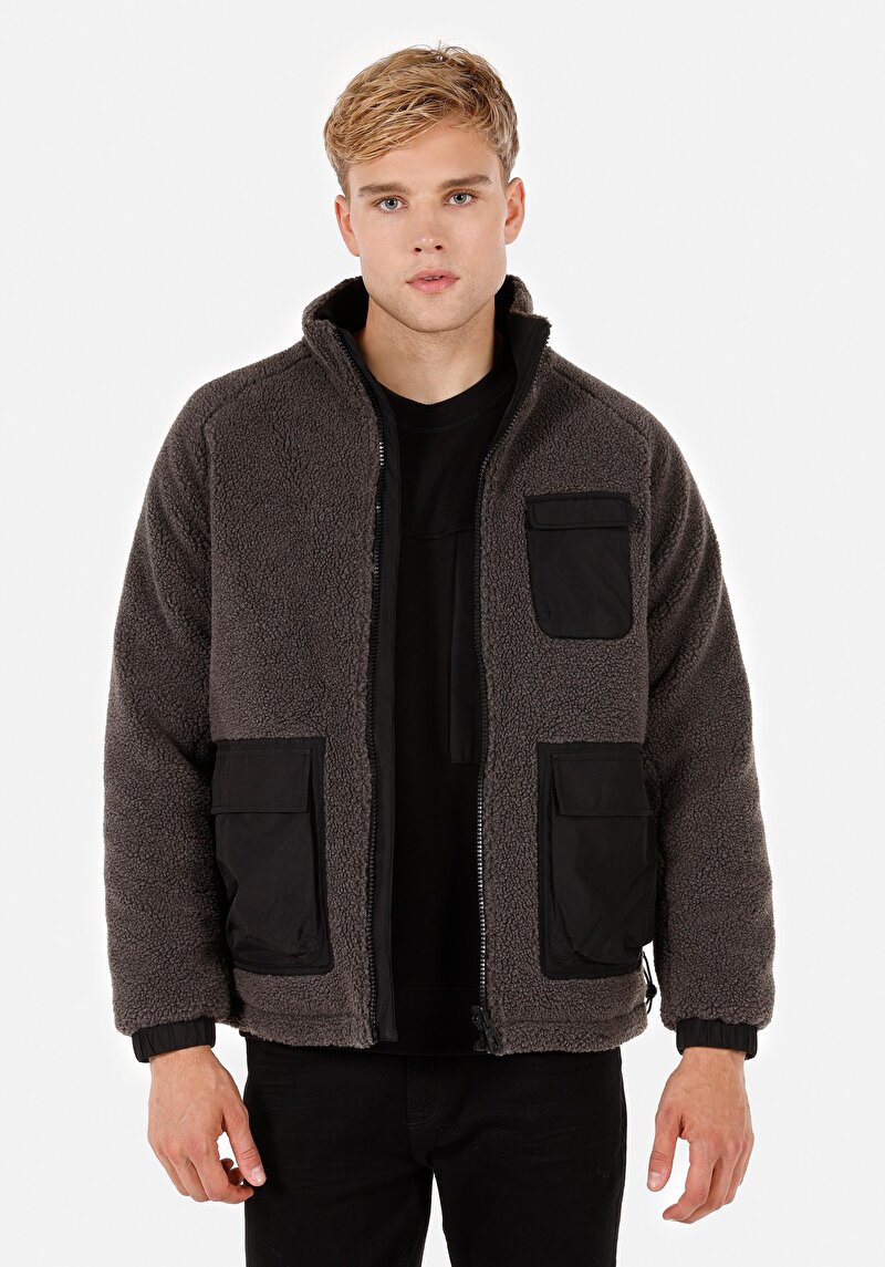 Regular Fit     Erkek Gri Mont