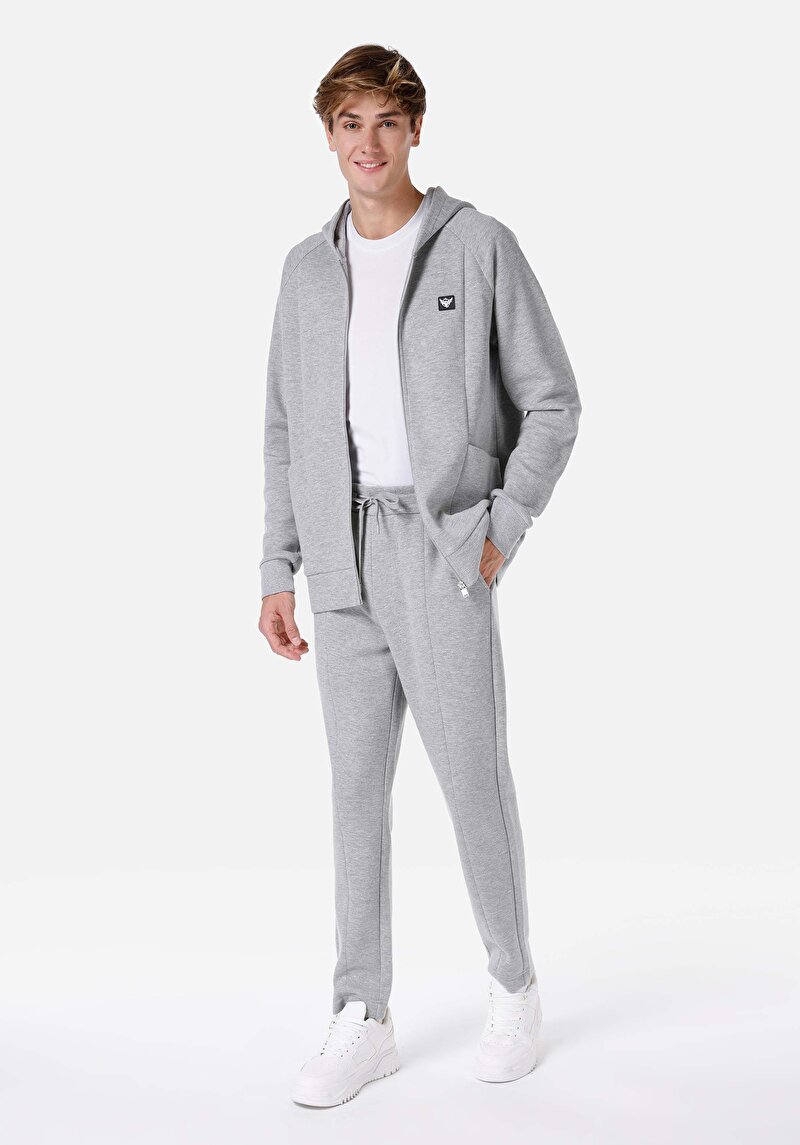 Slim Fit Orta Bel Erkek Gri Eşofman Altı