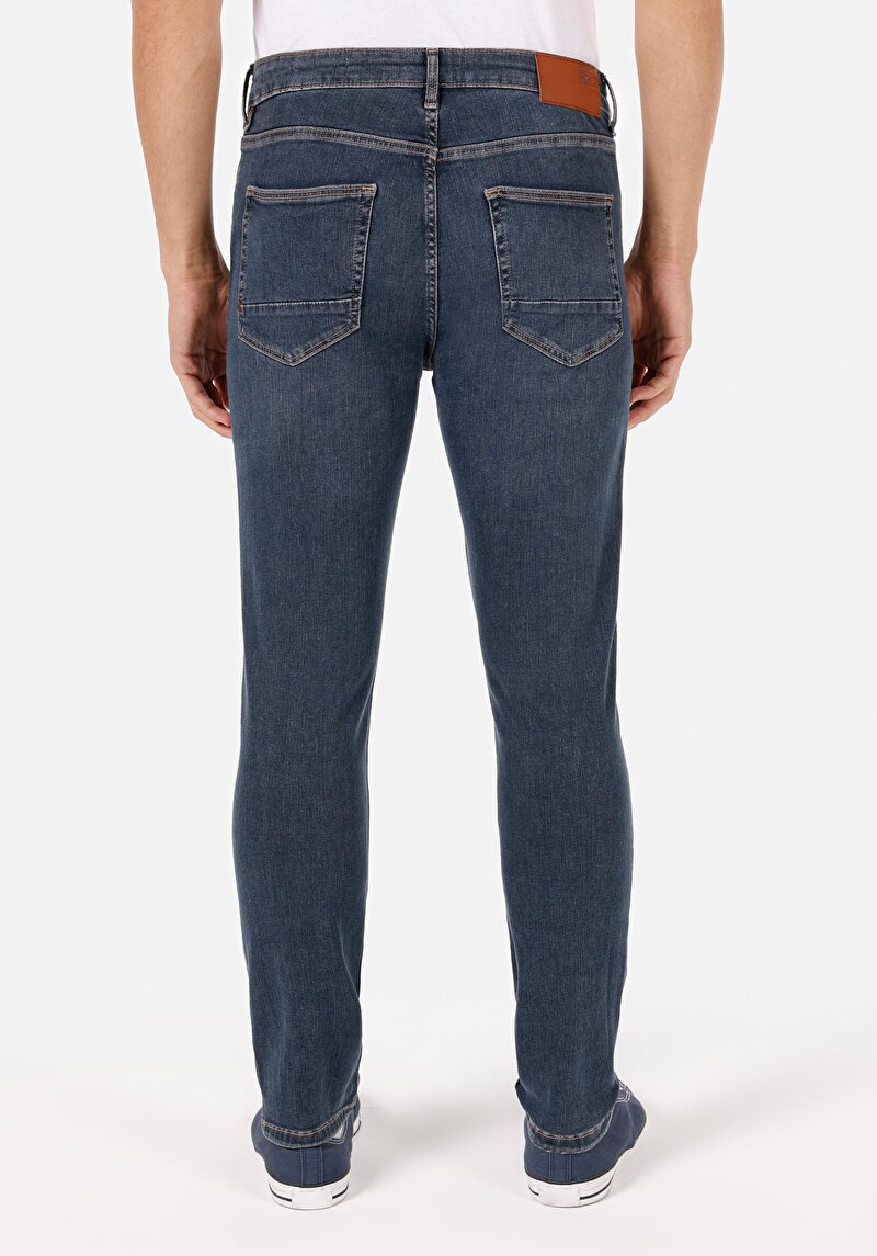 Skinny Fit Yüksel Bel Dar Paça Erkek İndigo Jean Pantolon