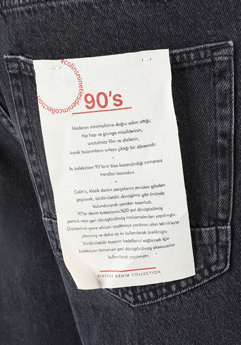 Loose Straight Fit Orta Bel Düz Paça Erkek Siyah Jean Pantolon