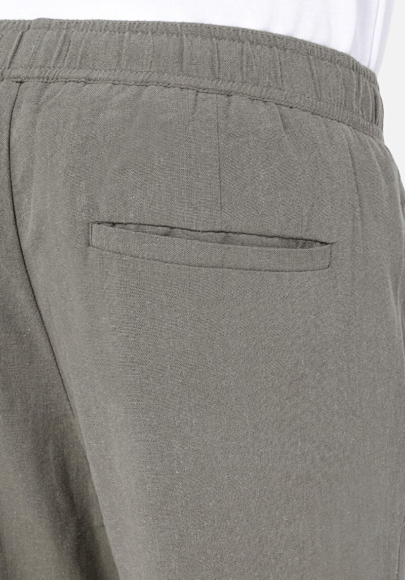 Regular Fit Orta Bel Düz Paça Erkek Yeşil  Pantolon