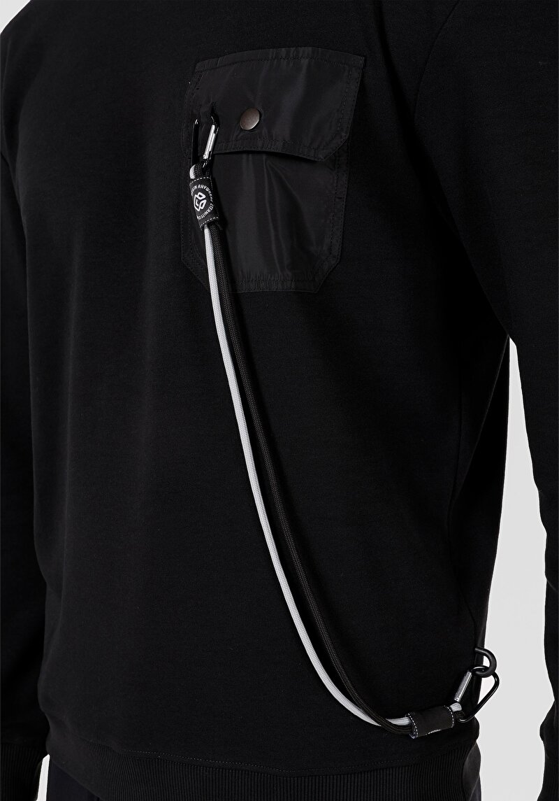 Comfort Fit Erkek Siyah Sweatshirt