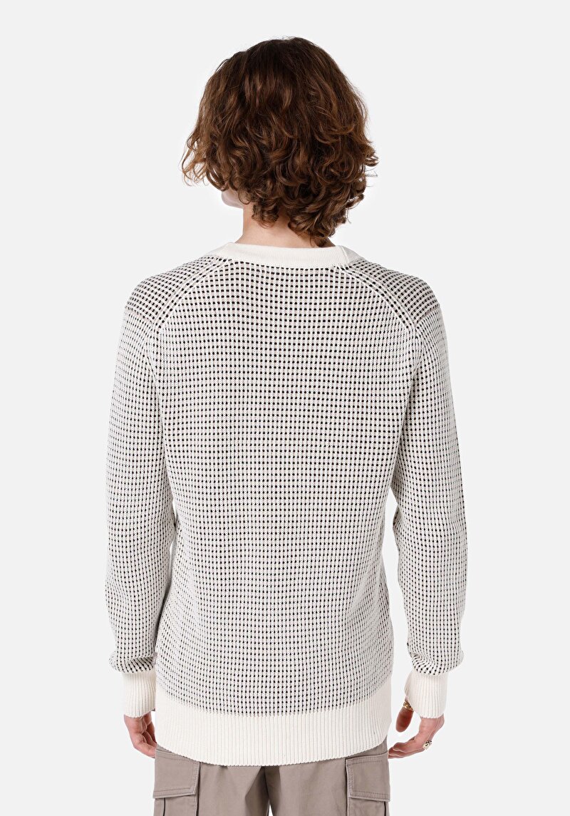 Regular Fit Düğmeli Erkek Beyaz Hırka