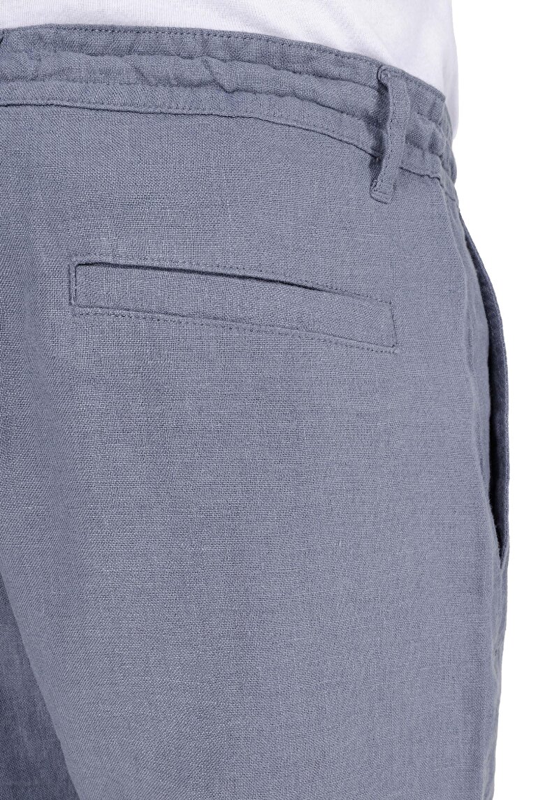 Regular Fit Dokuma Orta Bel Düz Erkek Mavi Şort