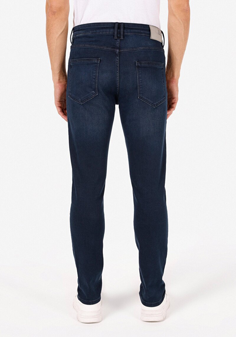 Skinny Fit Yüksek Bel Dar Paça Erkek İndigo Jean Pantolon