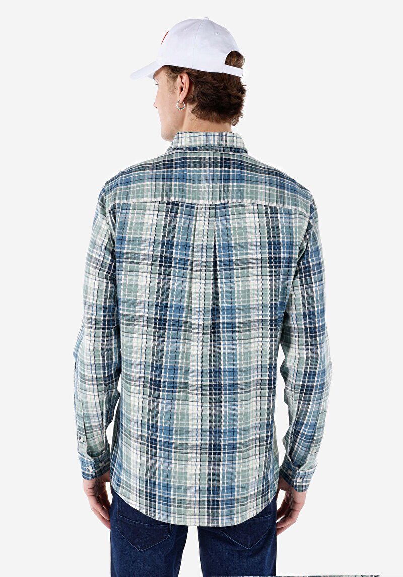 Regular Fit Shirt Neck Ekoseli Erkek Çok Renkli Uzun Kol Gömlek