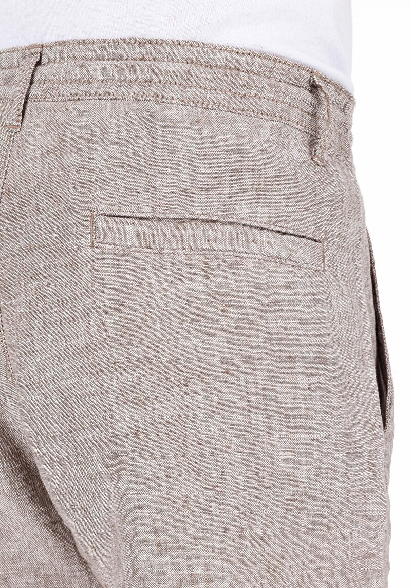 Regular Fit Orta Bel Düz Cepsiz Erkek Kahverengi Şort