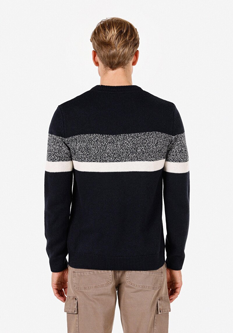 Regular Fit Yuvarlak Yaka Erkek Lacivert Triko Kazak