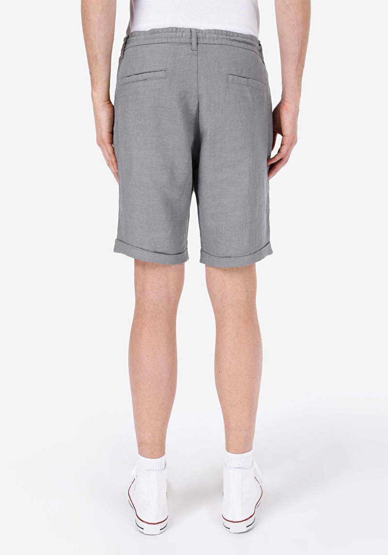 Regular Fit Orta Bel Düz Erkek Yeşil Şort