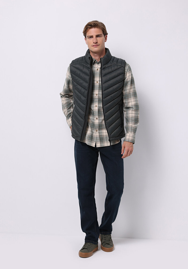 Slim Fit     Erkek Yeşil Yelek