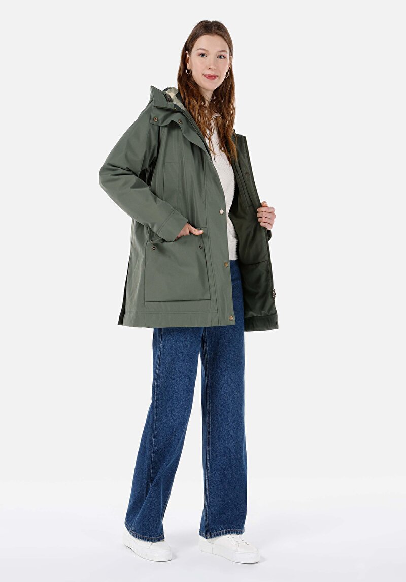 Regular Fit Kadın Yeşil Mont