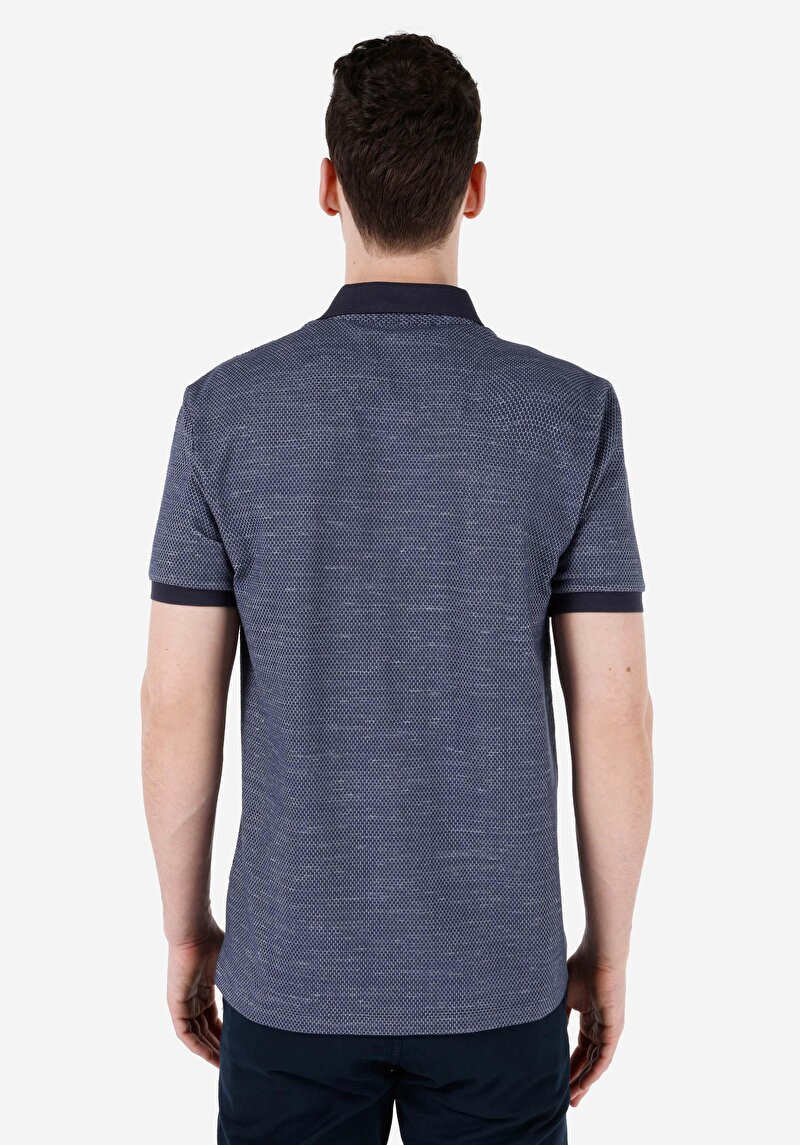Regular Fit Polo Yaka Baskılı Erkek Lacivert Kısa Kol Tişört