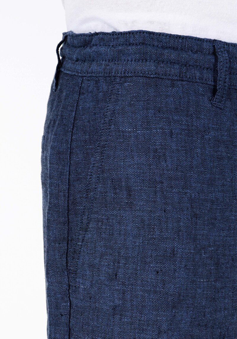 Regular Fit Cepsiz Orta Bel Düz Erkek Lacivert Şort