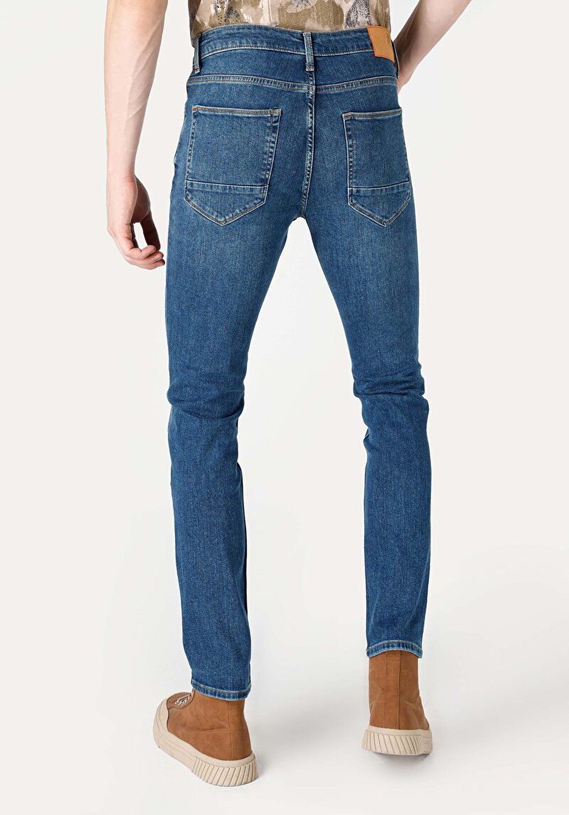 Straight Fit Düşük Bel Düz Paça Erkek İndigo Jean Pantolon