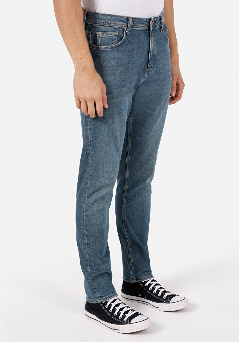 Regular Fit   Erkek Yeşil Jean Pantolon