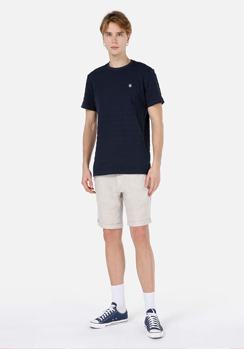 Regular Fit Orta Bel Düz Erkek Taş Şort