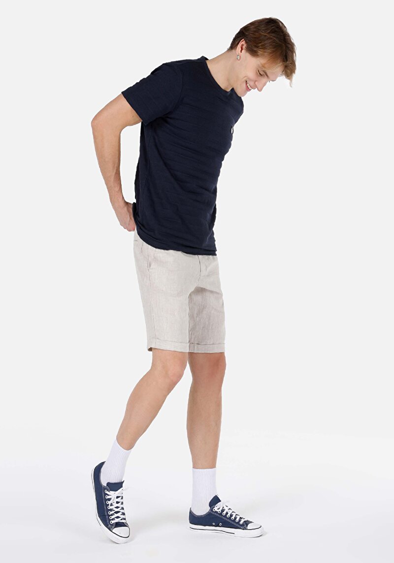 Regular Fit Orta Bel Düz Erkek Taş Şort