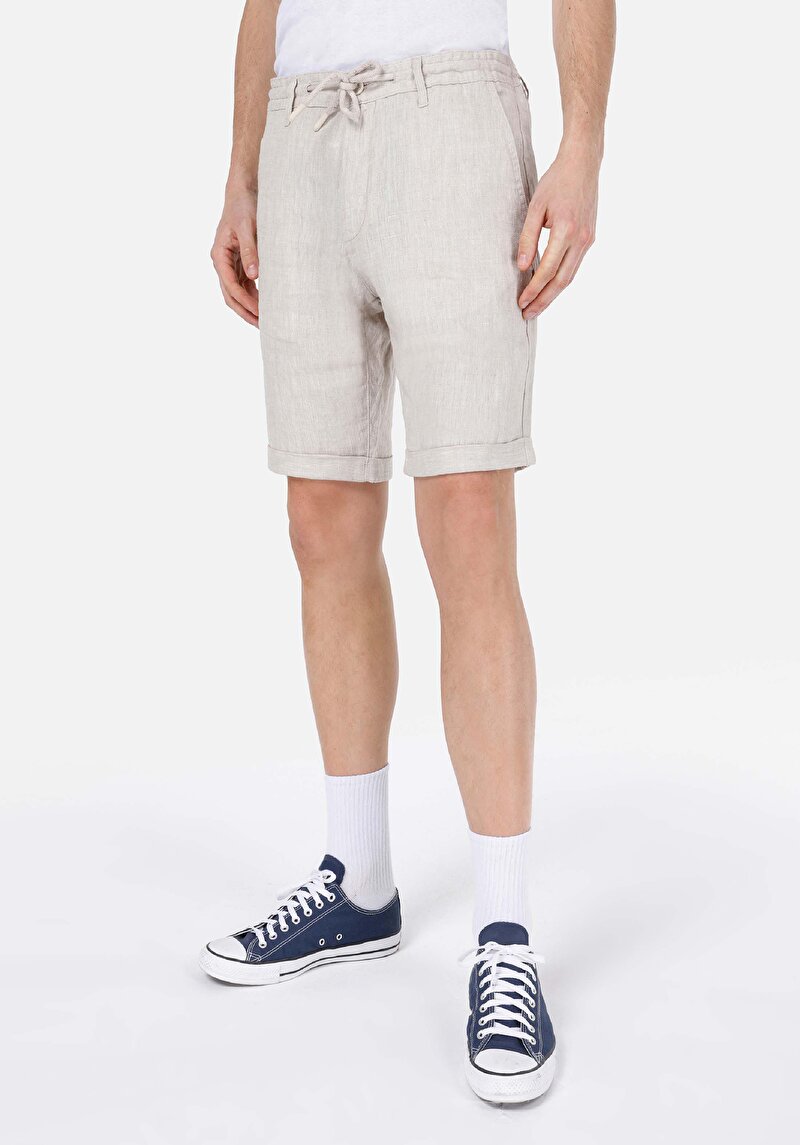 Regular Fit Orta Bel Düz Erkek Taş Şort