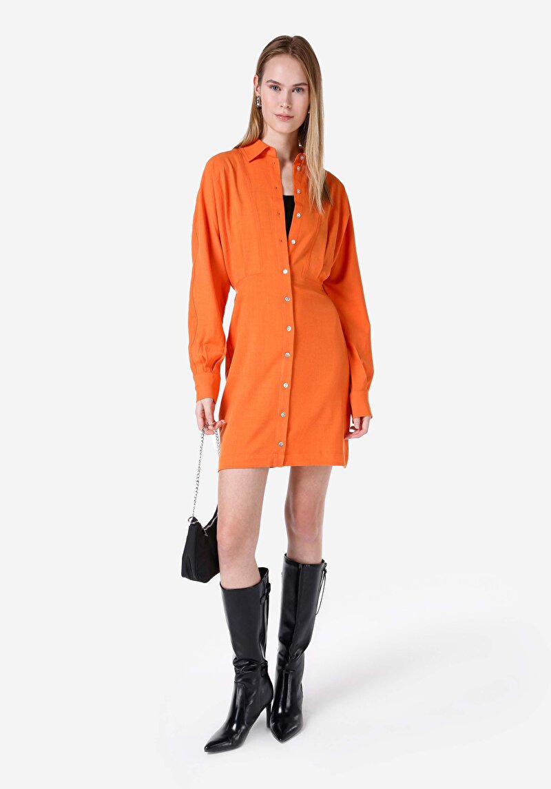 Slim Fit Kadın Turuncu Elbise