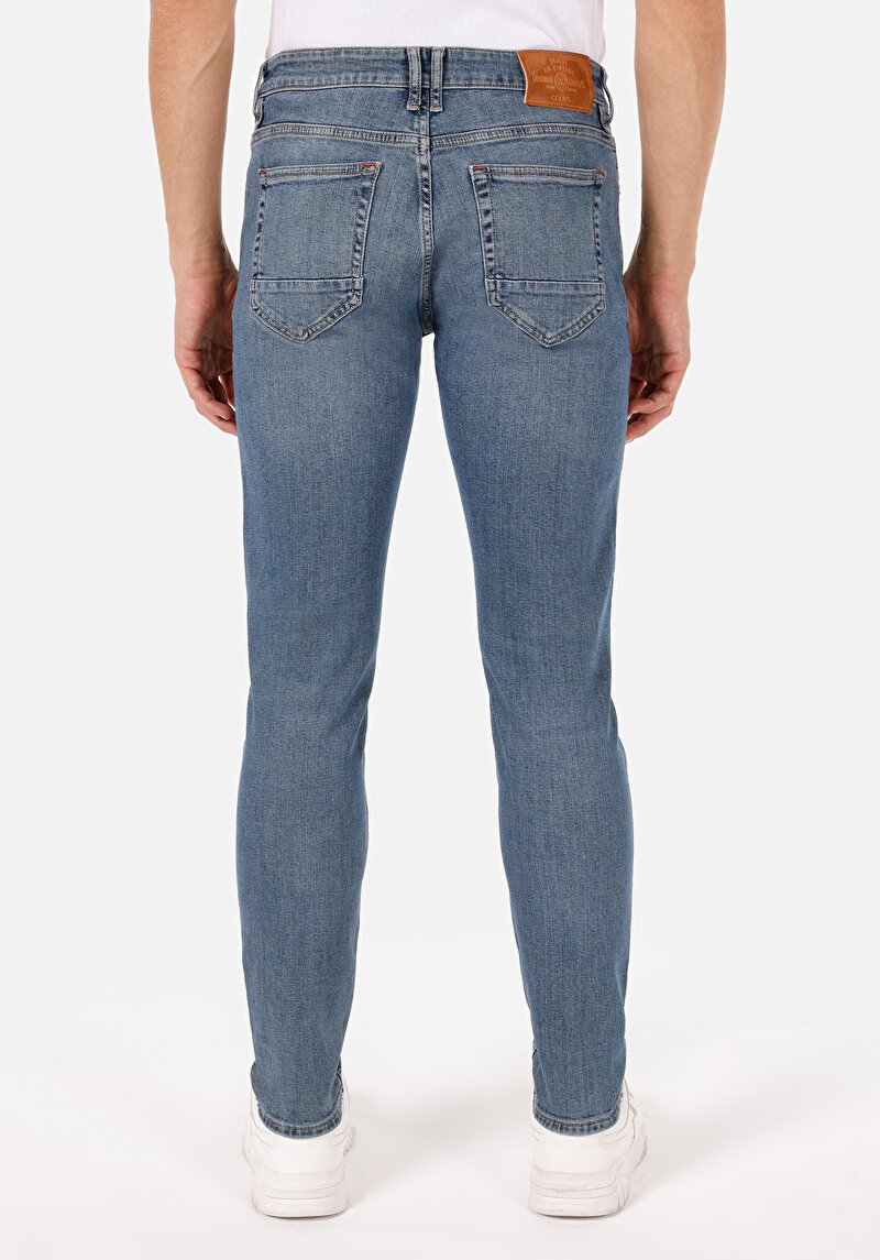 Slim Fit Erkek Koyu İndigo Jean Pantolon