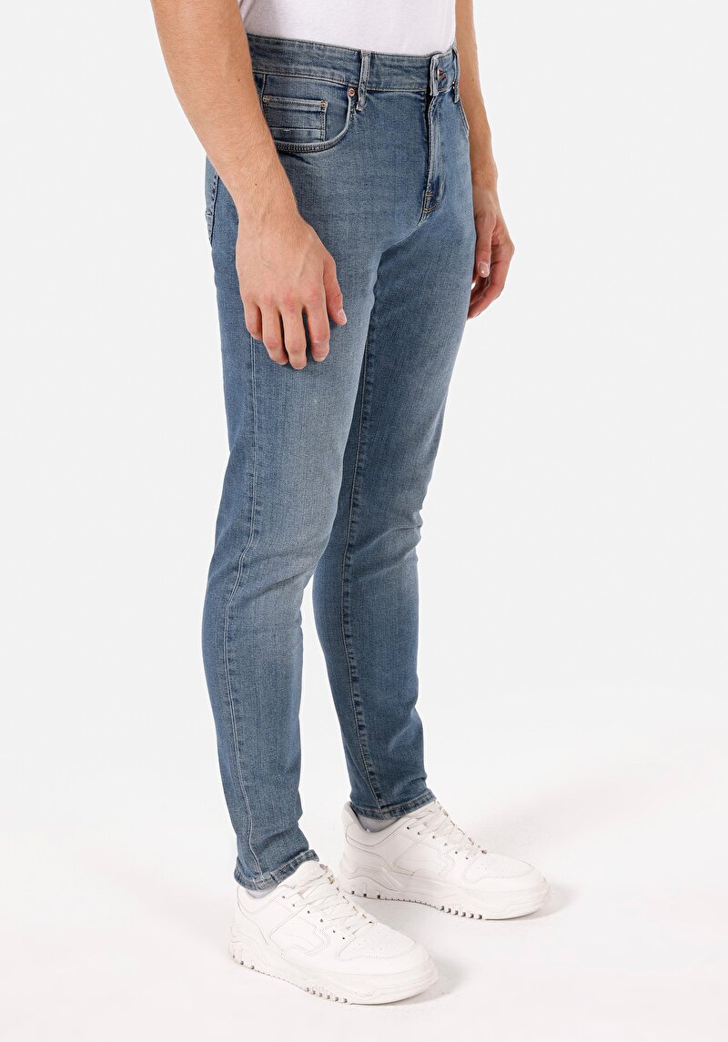 Slim Fit Erkek Koyu İndigo Jean Pantolon