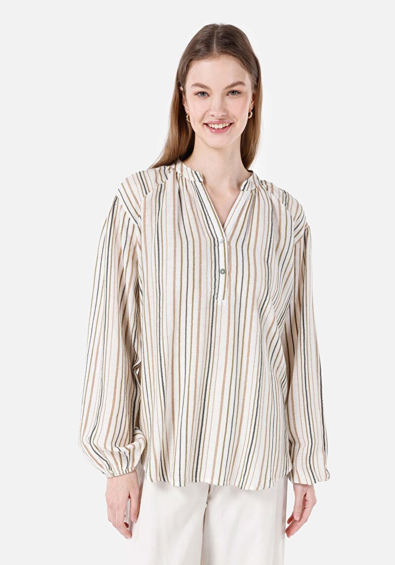 Regular Fit Kadın Bej Gömlek