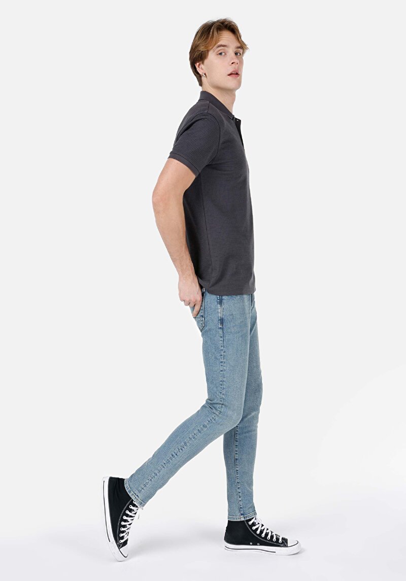 Slim Fit Düşük Bel Dar Paça Erkek İndigo Jean Pantolon
