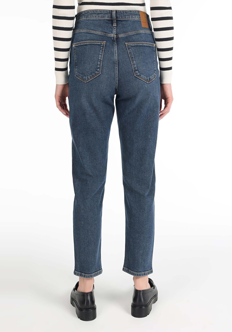 Mom Fit Kadın İndigo Jean Pantolon