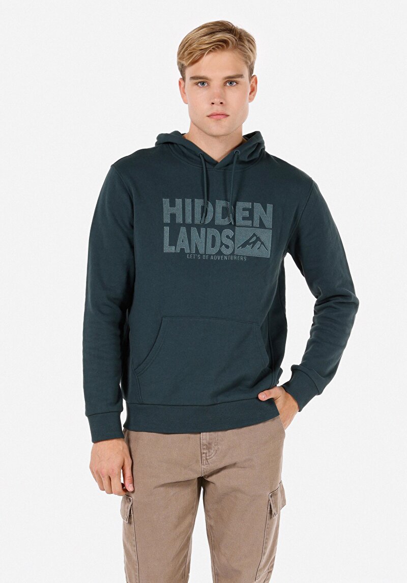 Regular Fit Örme Erkek Yeşil Sweatshirt