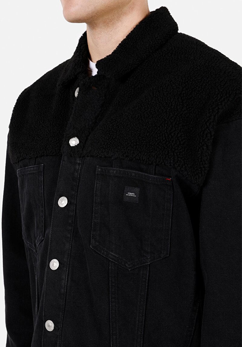 Oversize Fit Düğmeli Astarsız Erkek Mavi Ceket