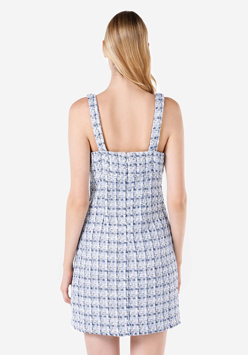 Slim Fit Dokuma Kadın Mavi Elbise