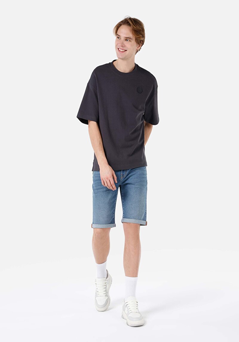 Straight Fit Düşük Bel Erkek Denim Jean Şort