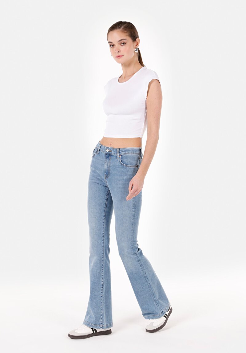 Slim Fit   Kadın İndigo Jean Pantolon