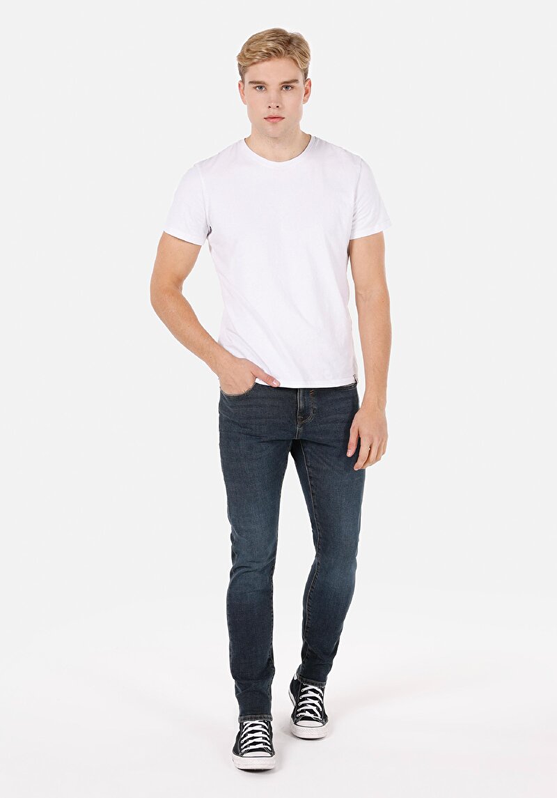Slim Fit Düşük Bel Dar Paça Erkek Denim Jean Pantolon