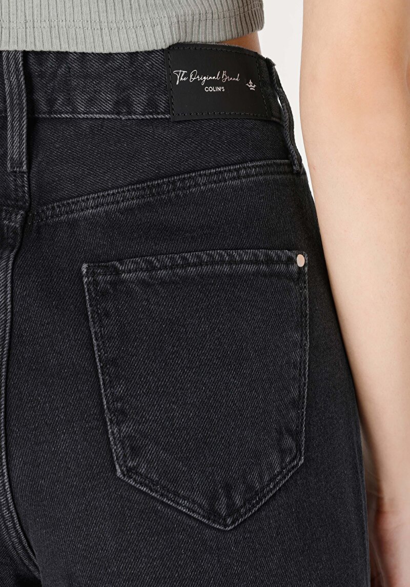 Regular Fit Yüksek Bel Geniş Paça Kadın İndigo Jean Pantolon