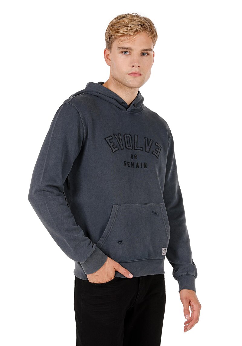 Regular Fit Erkek Örme Antrasit Sweatshirt