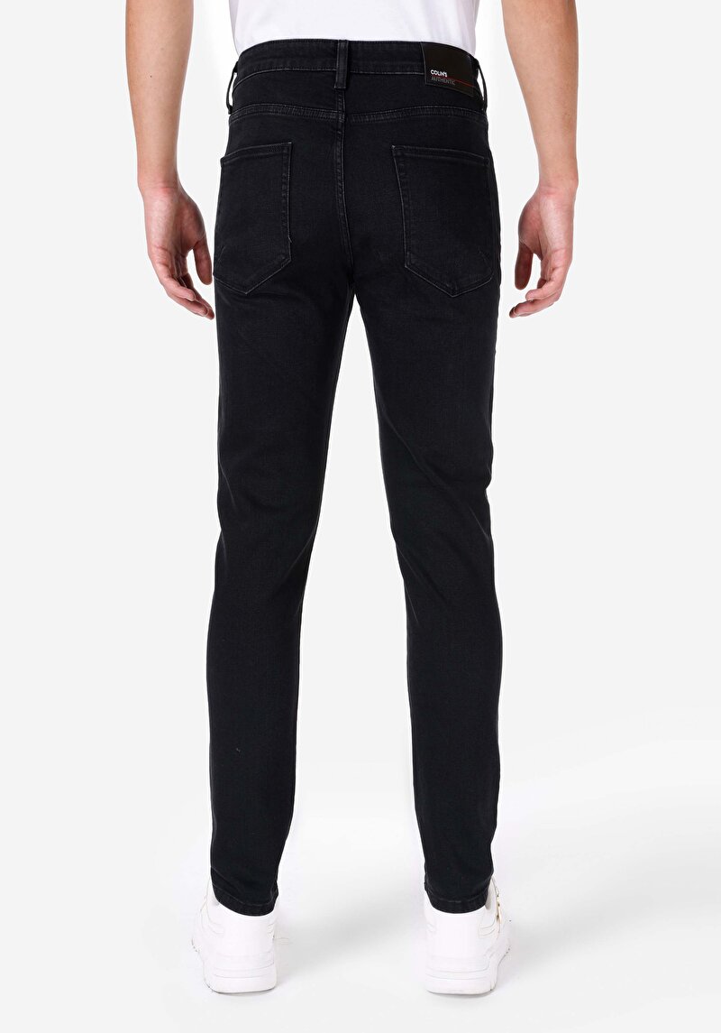 Skinny Fit Yüksek Bel Cepli Dar Paça Erkek Siyah Jean Pantolon