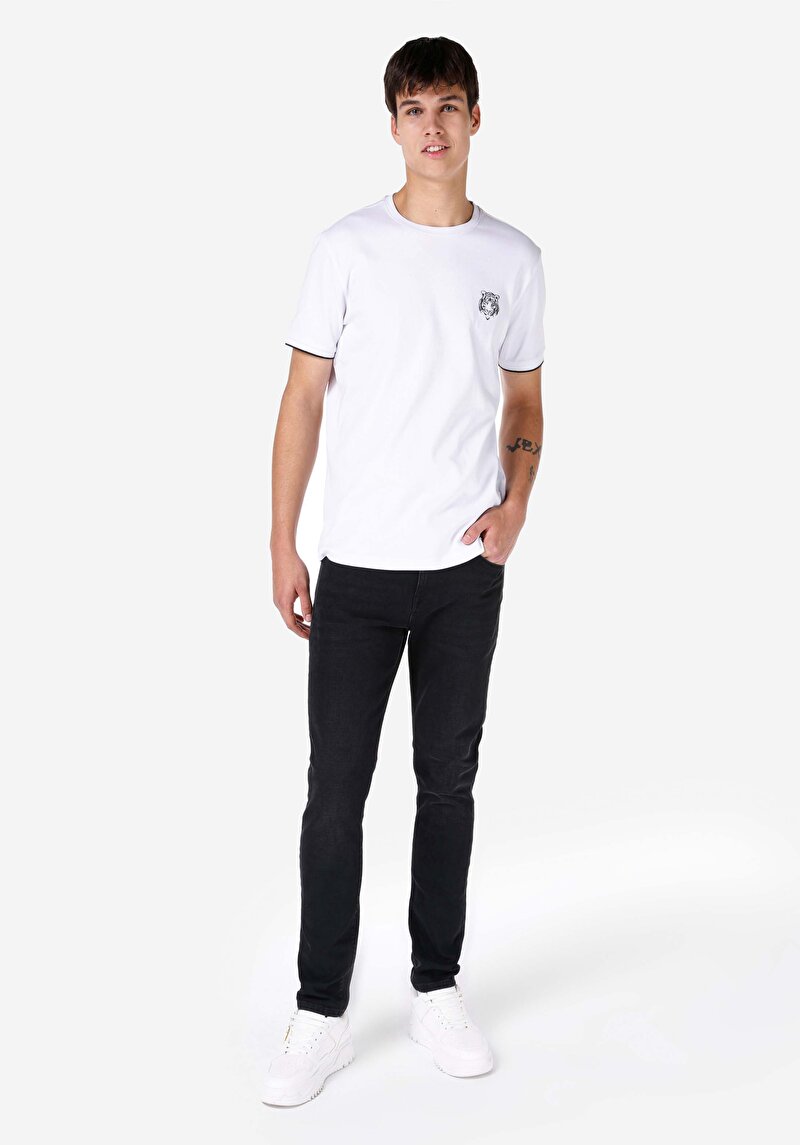 Skinny Fit Yüksek Bel Cepli Dar Paça Erkek Siyah Jean Pantolon