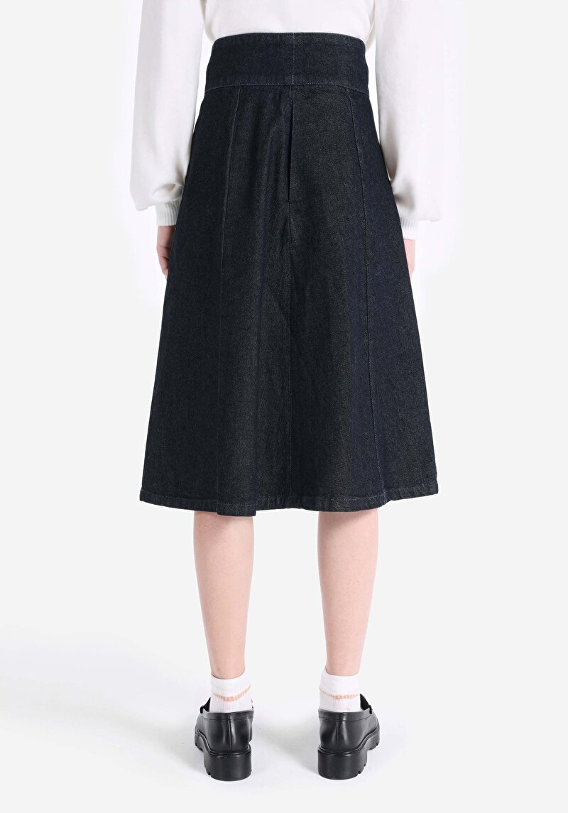 Regular Fit Düz Fermuarlı Kadın Denim Etek