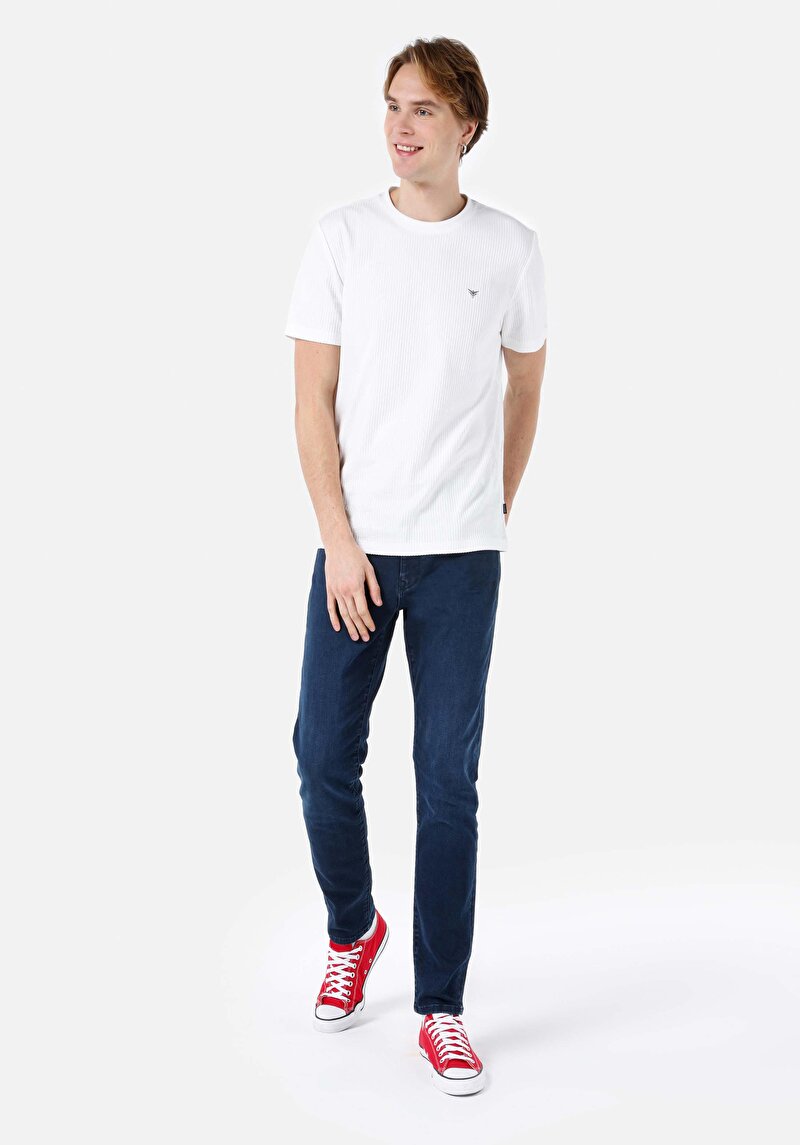 Slim Fit Düşük Bel Dar Paça Erkek İndigo Jean Pantolon