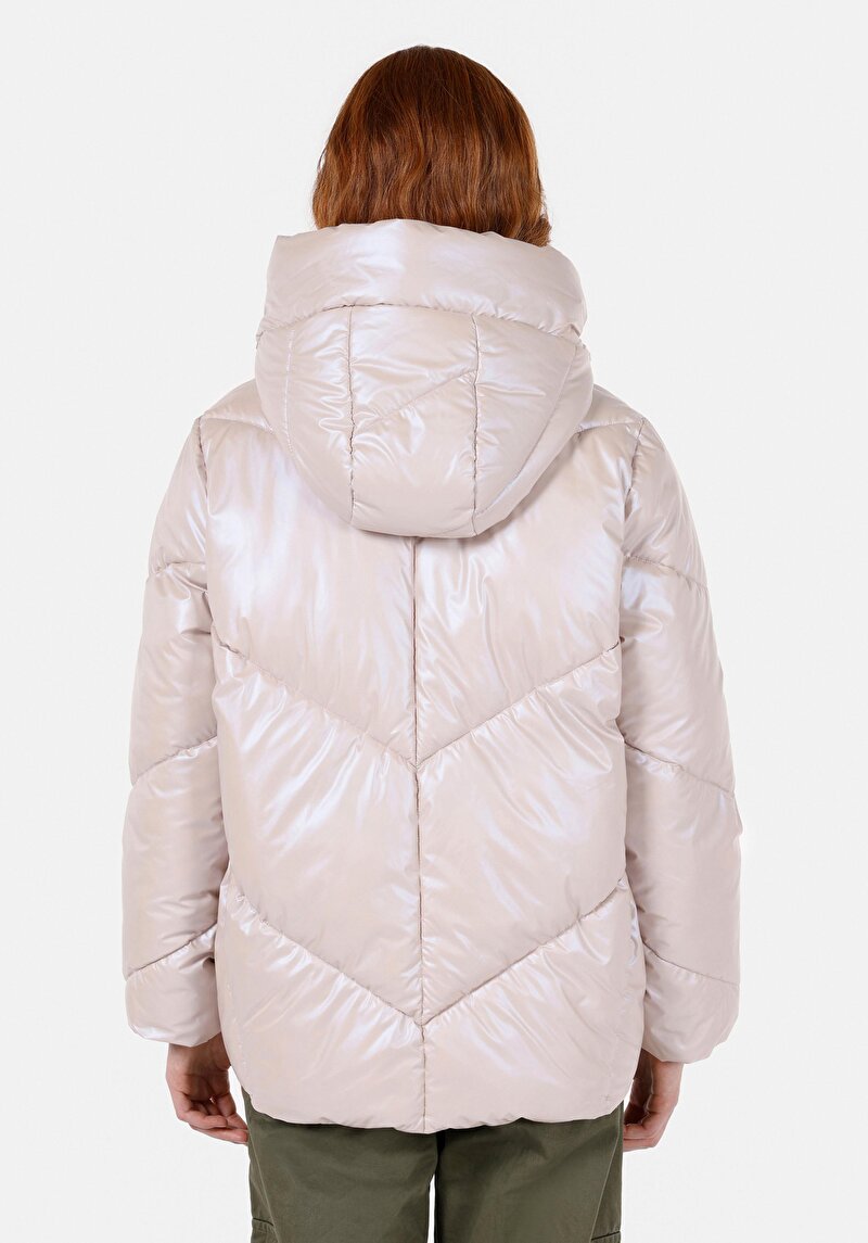 Regular Fit Kapüşonlu    Kadın Pembe Mont