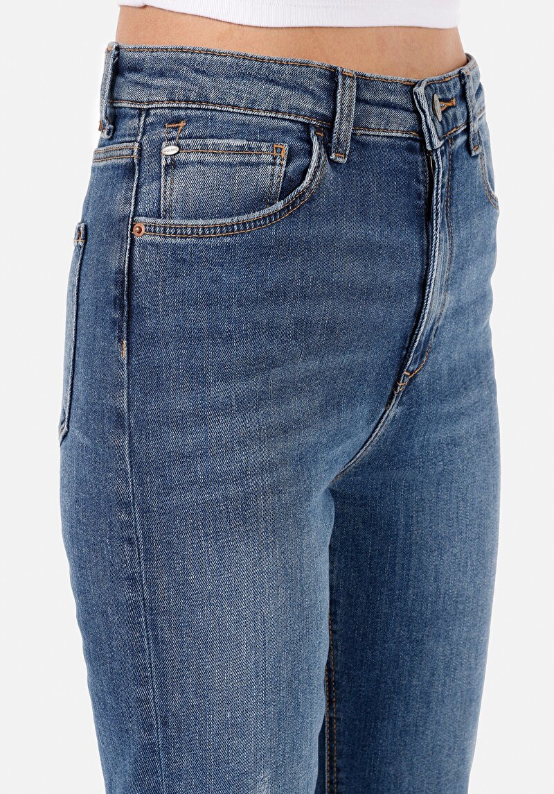 Regular Fit   Kadın İndigo Jean Pantolon
